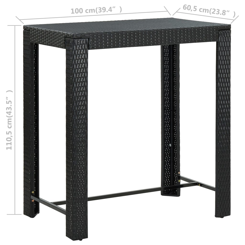 Tuinbartafel 60,5x60,5x110,5 cm poly rattan