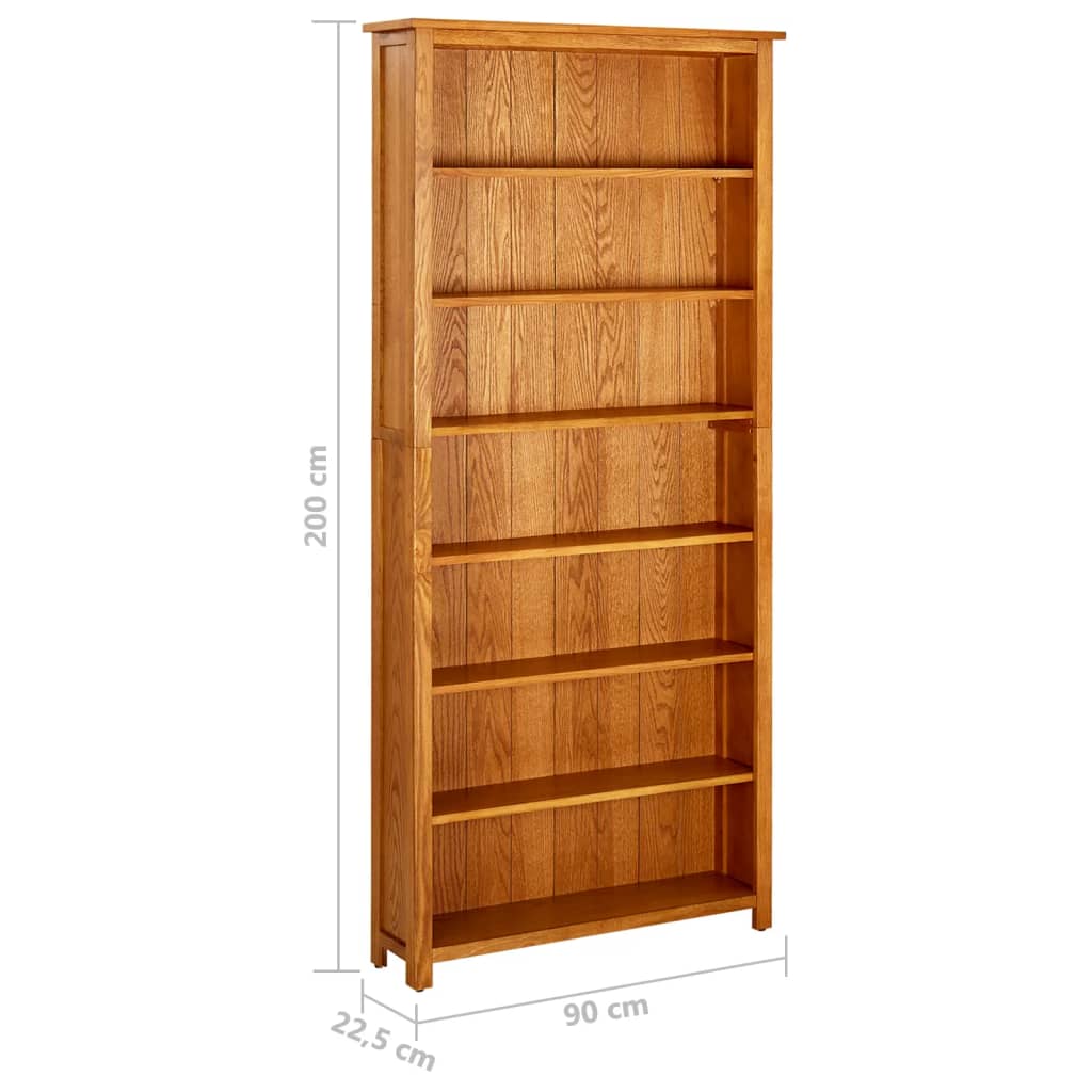 Boekenkast met 5 schappen 70x22x140 cm massief eikenhout