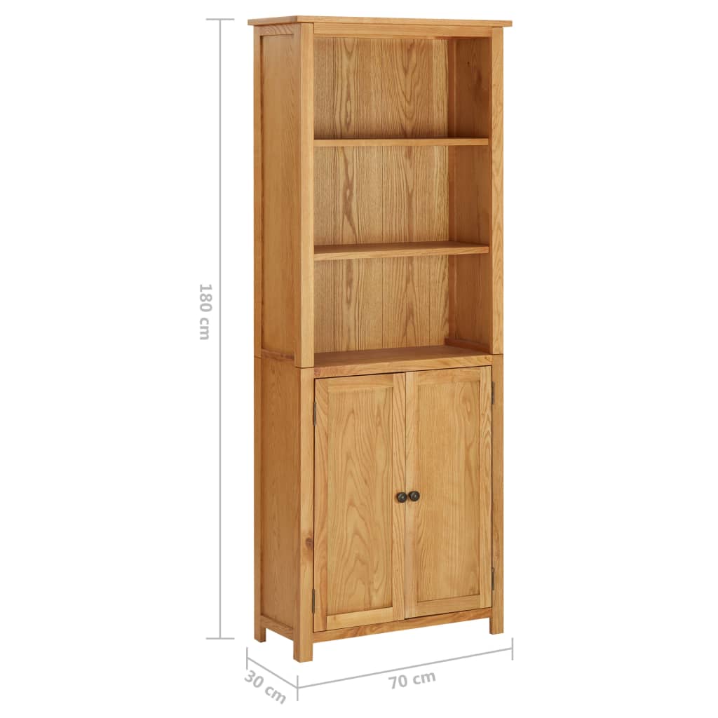 Boekenkast met 2 deuren 70x30x180 cm massief eikenhout