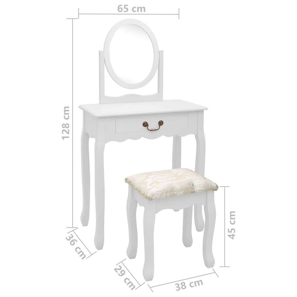 Kaptafel met kruk 65x36x128 cm paulowniahout MDF