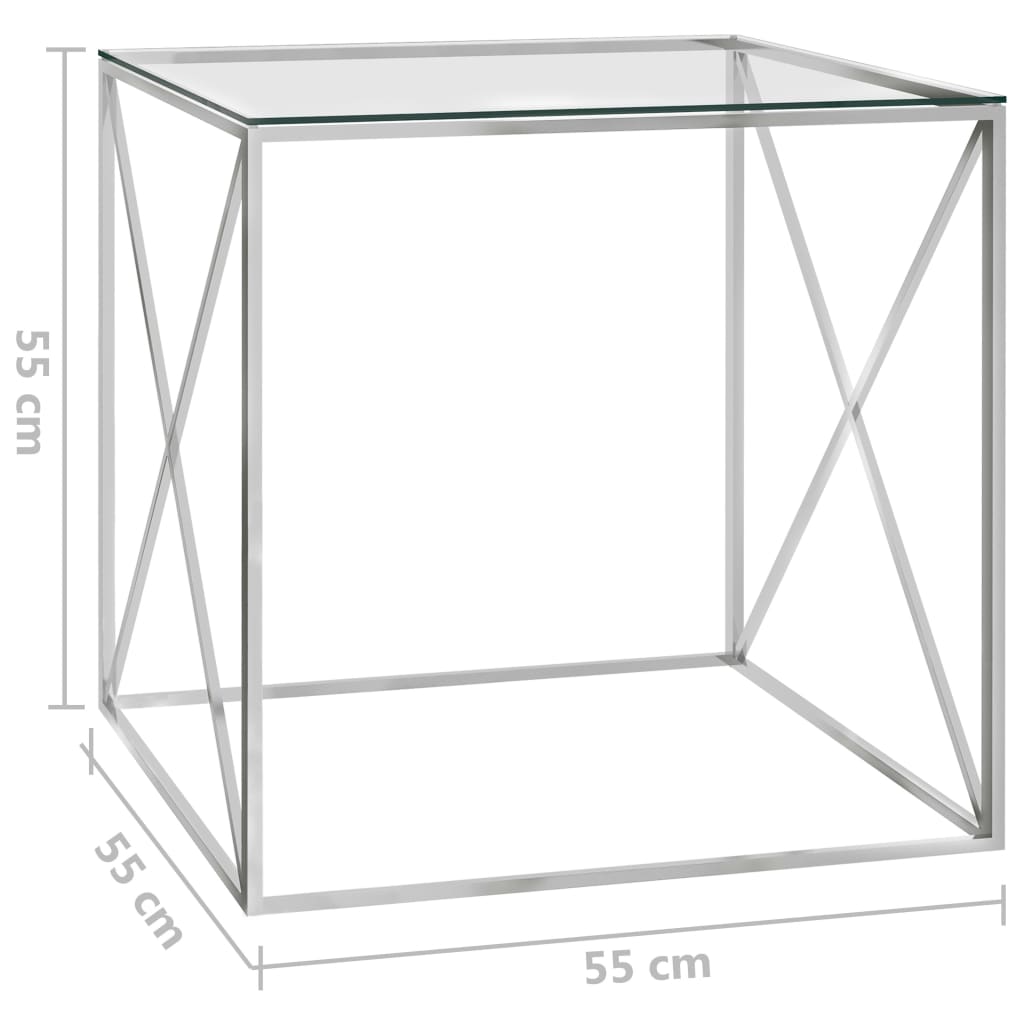 Salontafel 55x55x55 cm roestvrij staal en glas goudkleurig