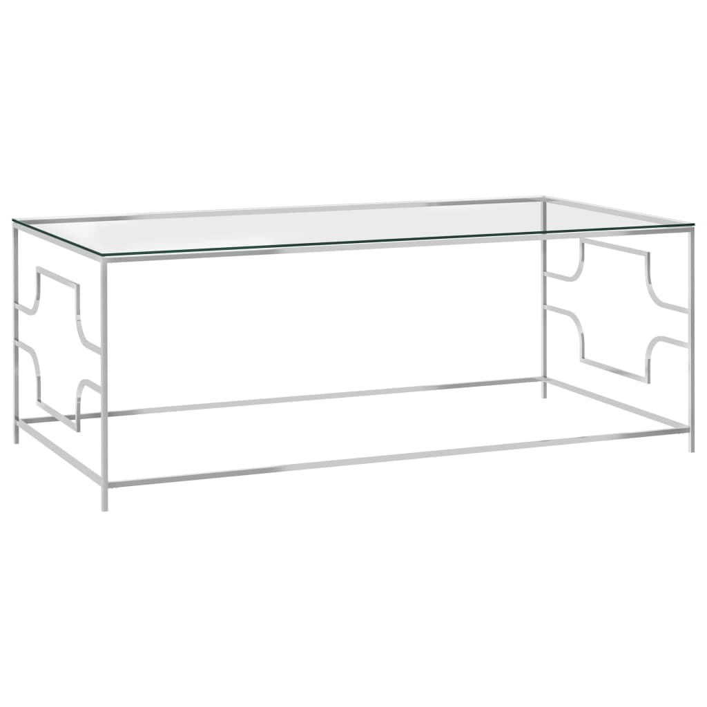 Salontafel 120x60x45 cm roestvrij staal en glas zilverkleurig