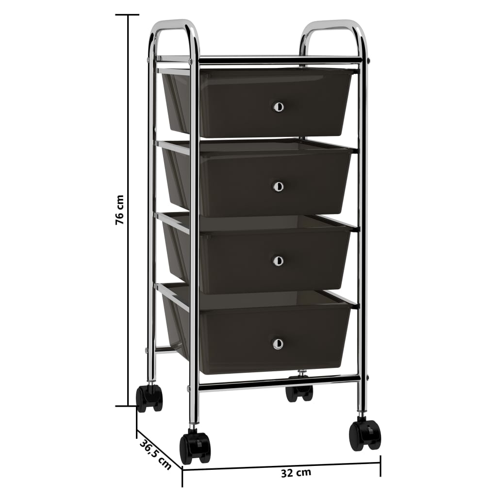 Opbergtrolley met 4 lades mobiel kunststof