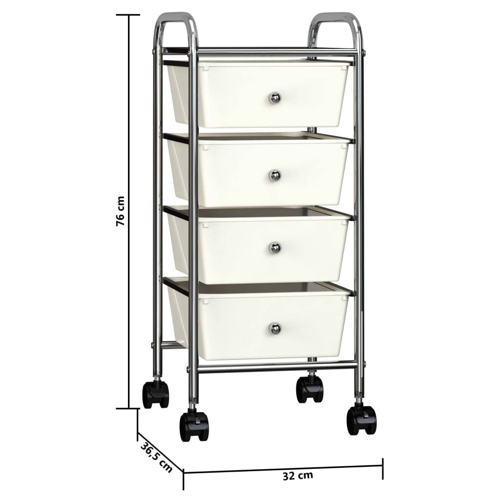 Opbergtrolley met 4 lades mobiel kunststof