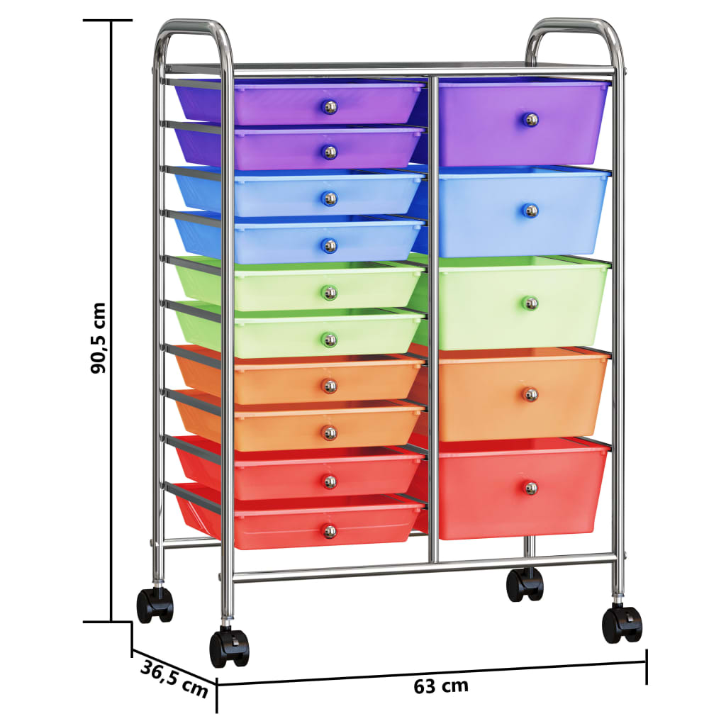 Opbergtrolley met 4 lades mobiel kunststof