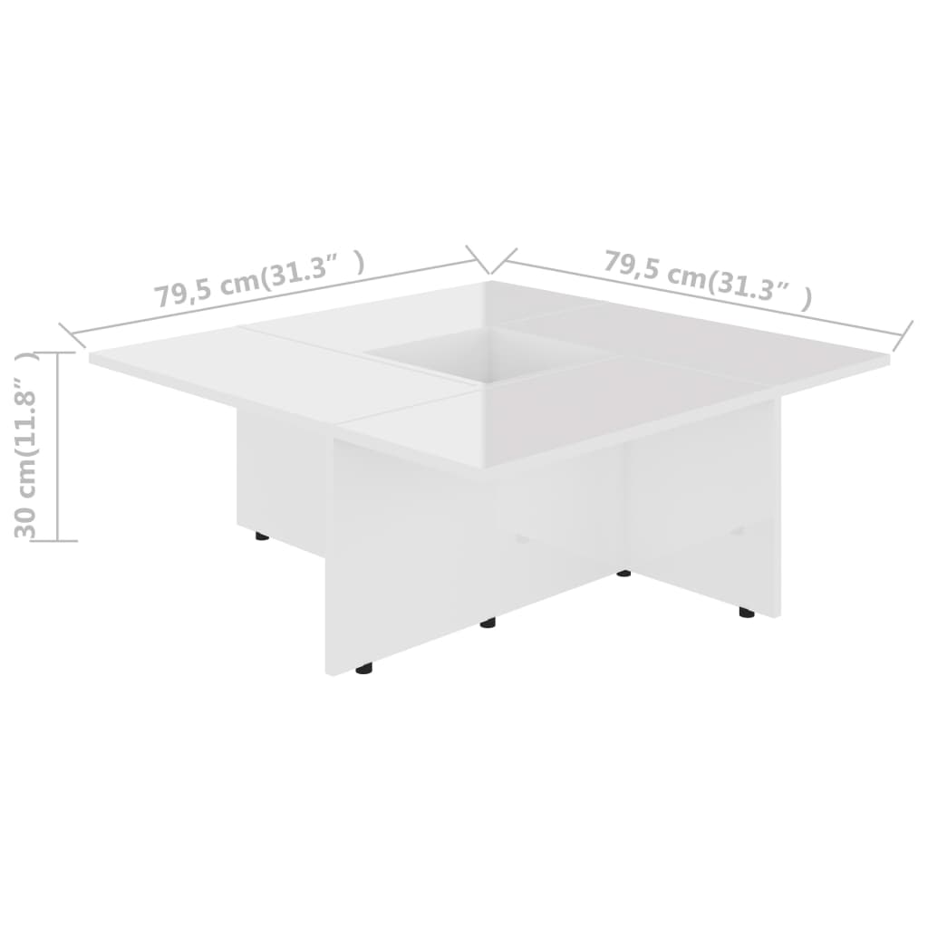 Salontafel 79,5x79,5x30 cm bewerkt hout hoogglans grijs