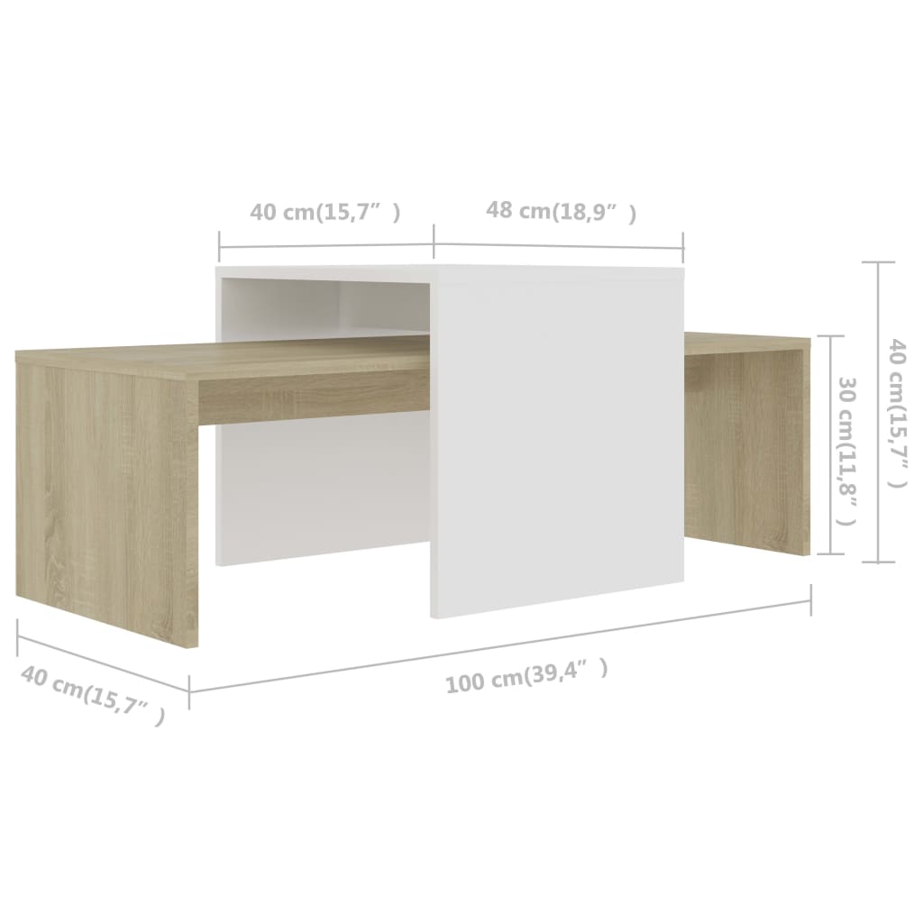 Salontafelset 100x48x40 cm bewerkt hout