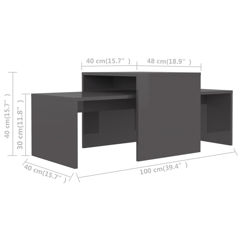 Salontafelset 100x48x40 cm bewerkt hout