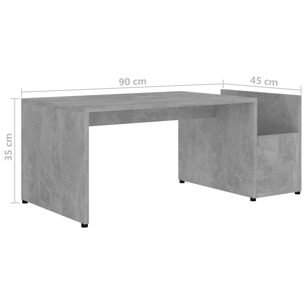 Salontafel 90x45x35 cm bewerkt hout hoogglans grijs