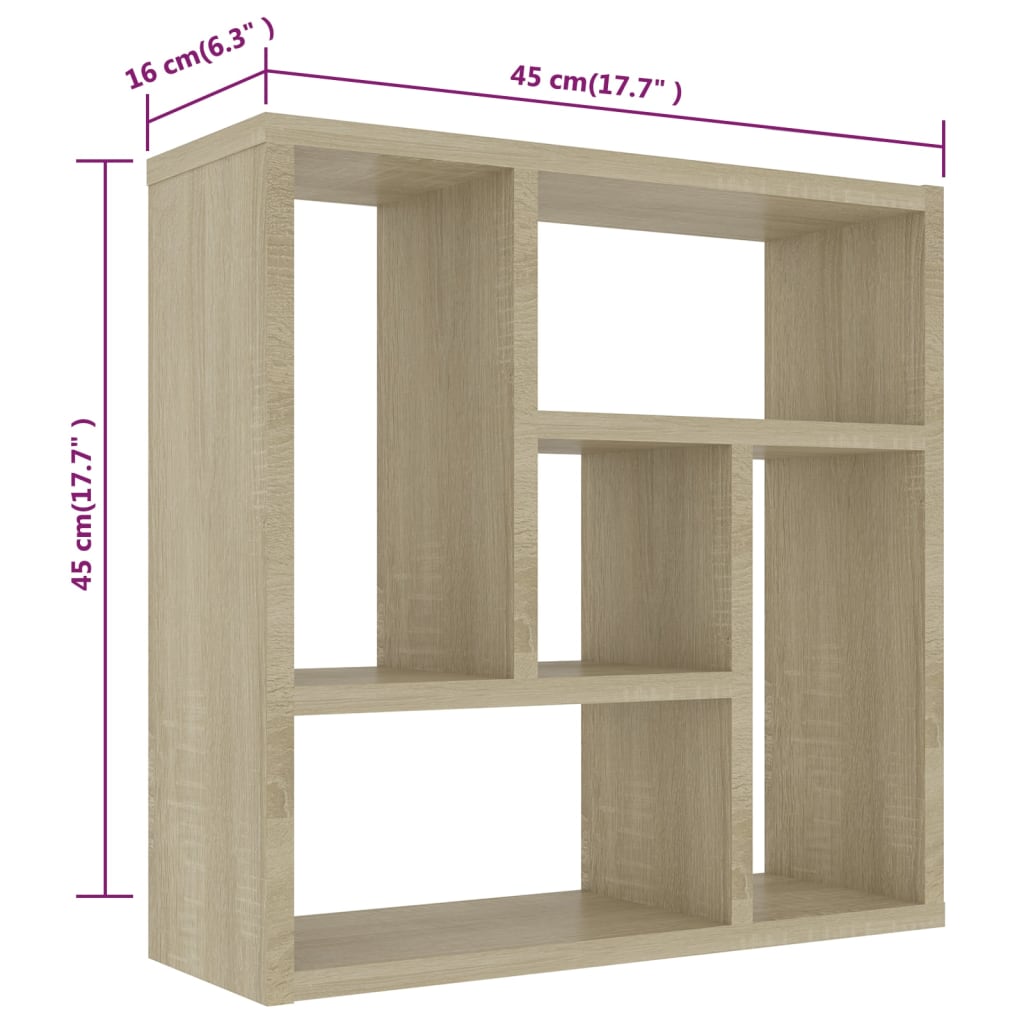 Wandschap 45,1x16x45,1 cm bewerkt hout