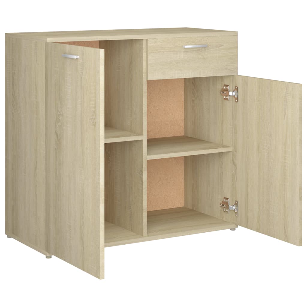 Dressoir 80x36x75 cm bewerkt hout eikenkleurig