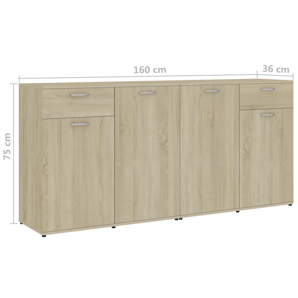 Dressoir 80x36x75 cm bewerkt hout eikenkleurig