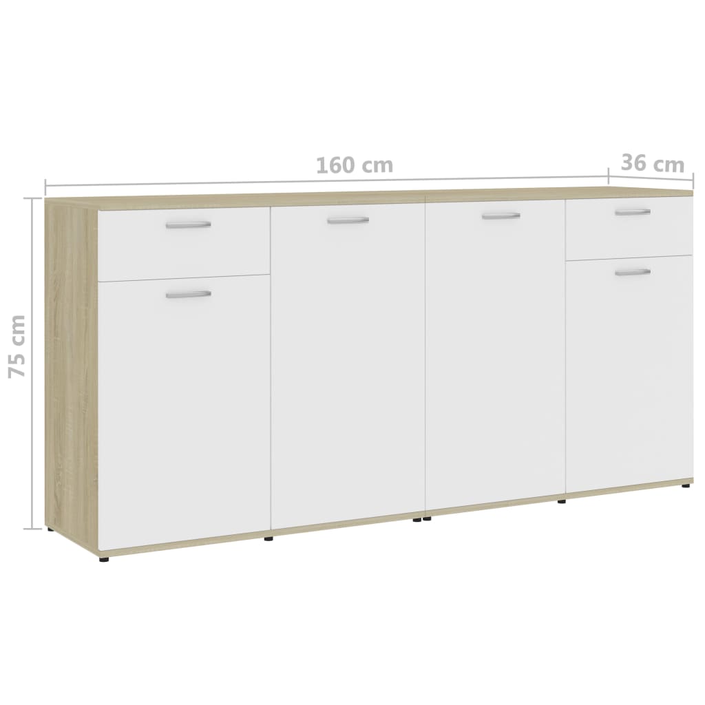 Dressoir 80x36x75 cm bewerkt hout eikenkleurig