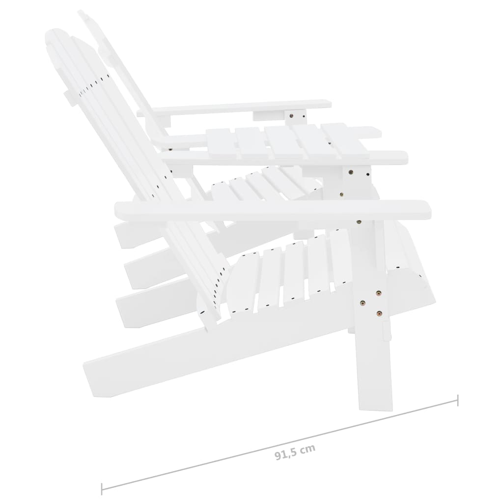 Tuinstoelen Adirondack met tafeltje massief vurenhout wit