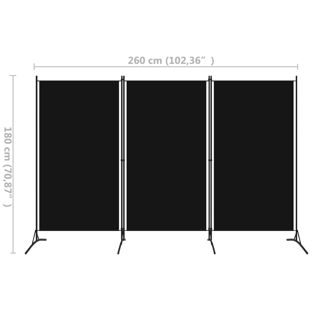 Kamerscherm met 3 panelen 260x180 cm