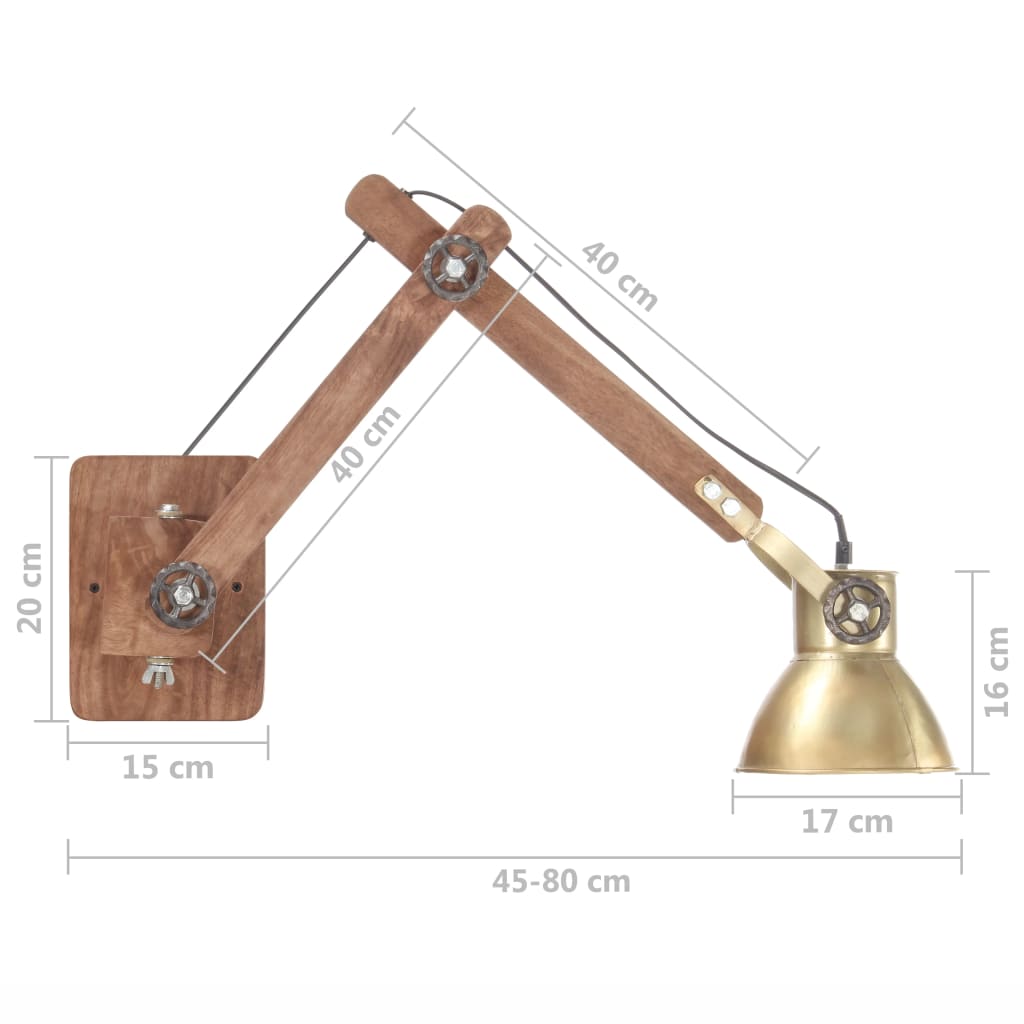 Wandlamp industrieel rond E27 messingkleurig