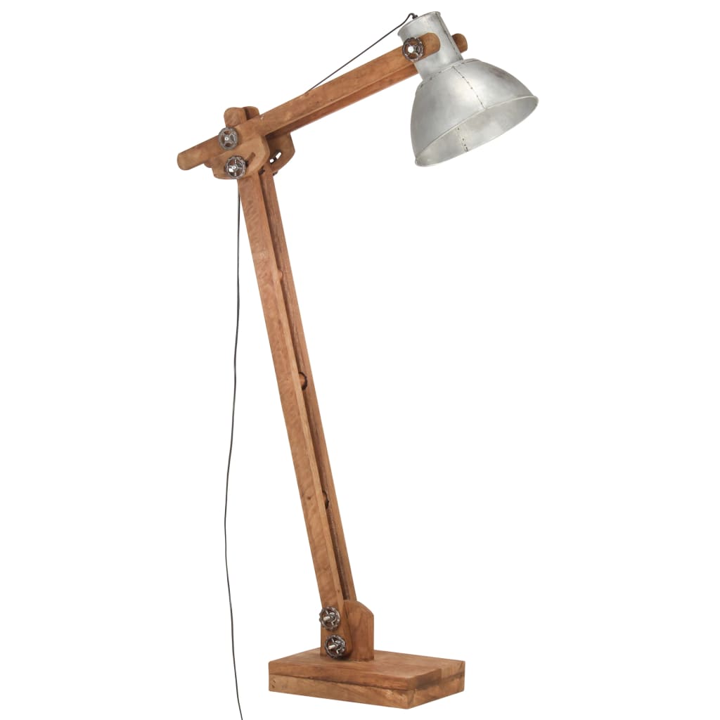 Vloerlamp E27 massief mangohout messingkleurig