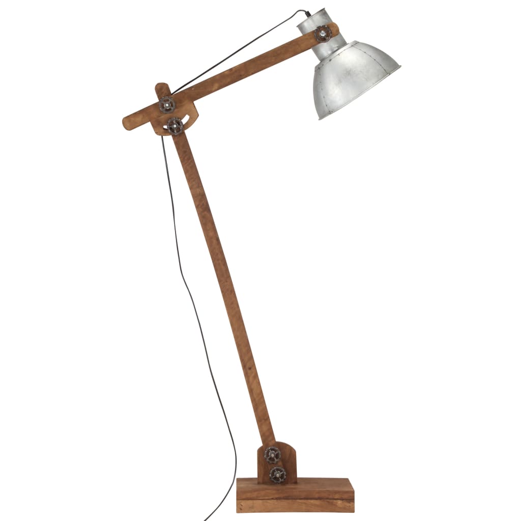 Vloerlamp E27 massief mangohout messingkleurig