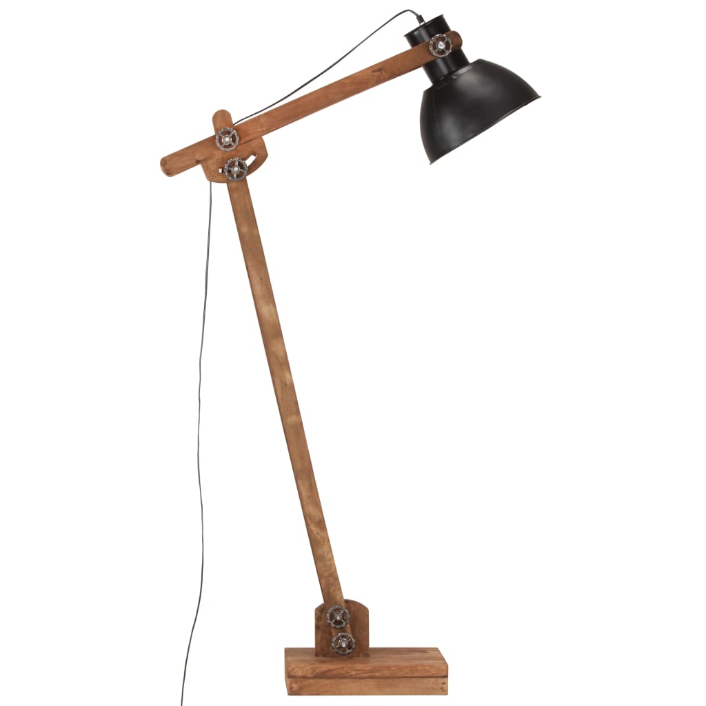 Vloerlamp E27 massief mangohout messingkleurig