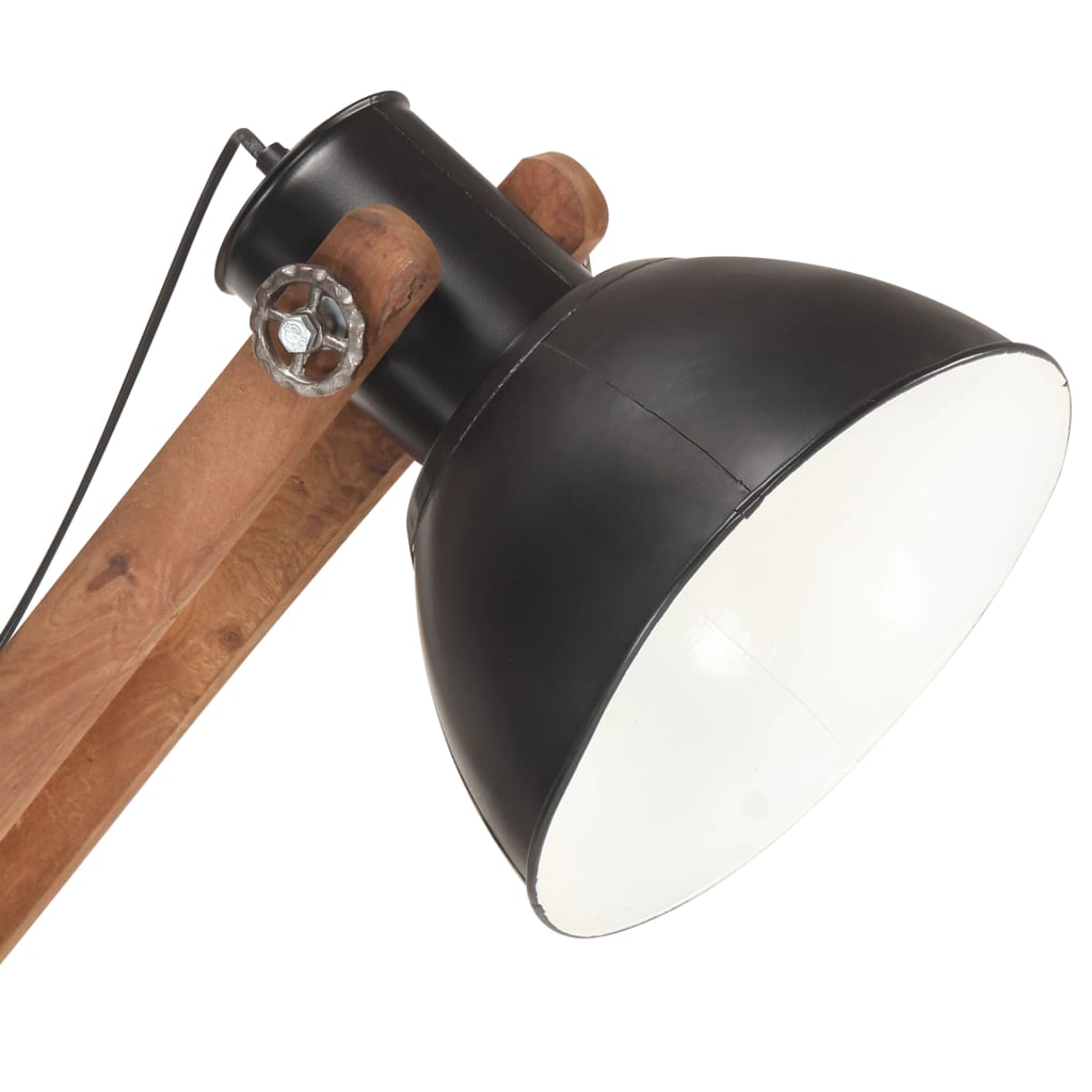 Vloerlamp E27 massief mangohout messingkleurig