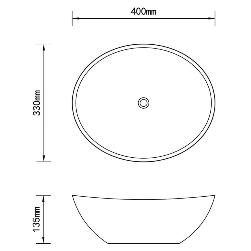 Wastafel ovaal 40x33 cm keramiek matwit