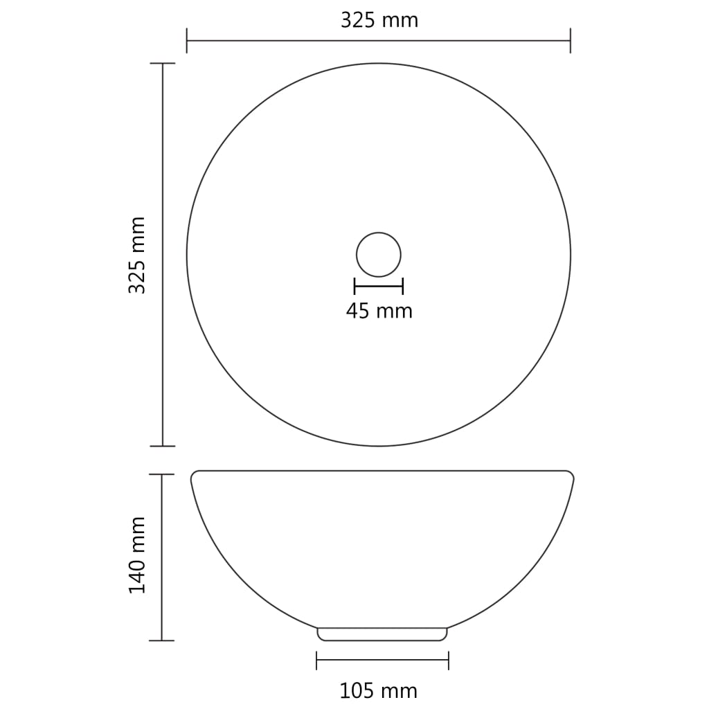 Wastafel rond 32,5x14 cm keramiek donkerblauw