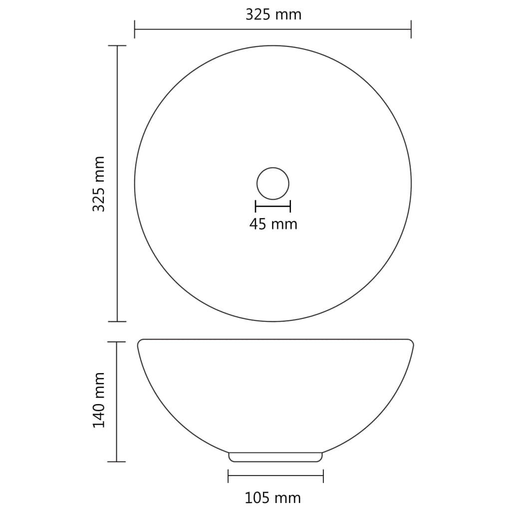 Wastafel rond 32,5x14 cm keramiek donkerblauw