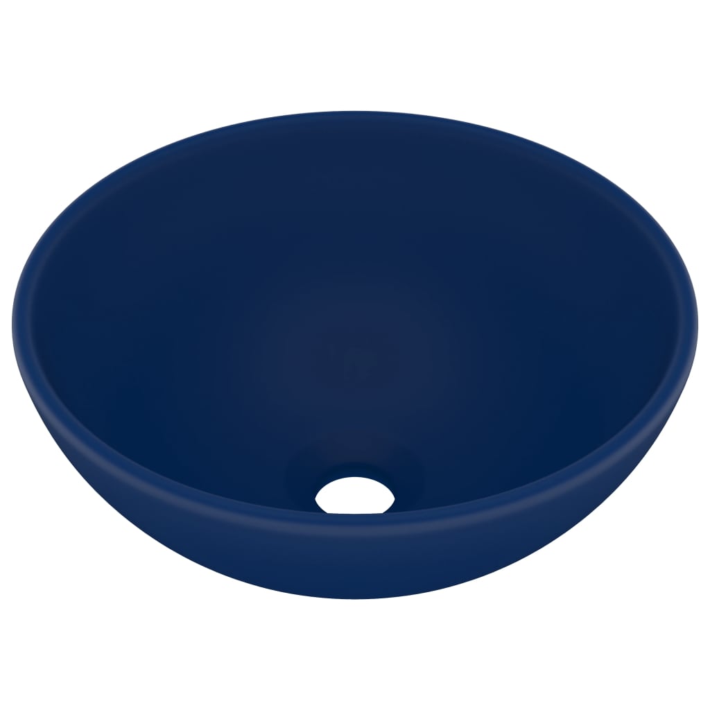 Wastafel rond 32,5x14 cm keramiek donkerblauw