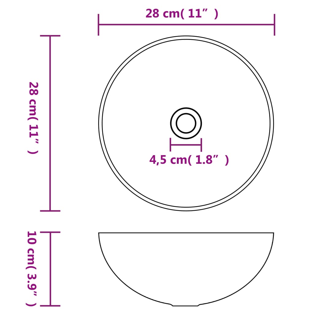 Wastafel rond keramiek