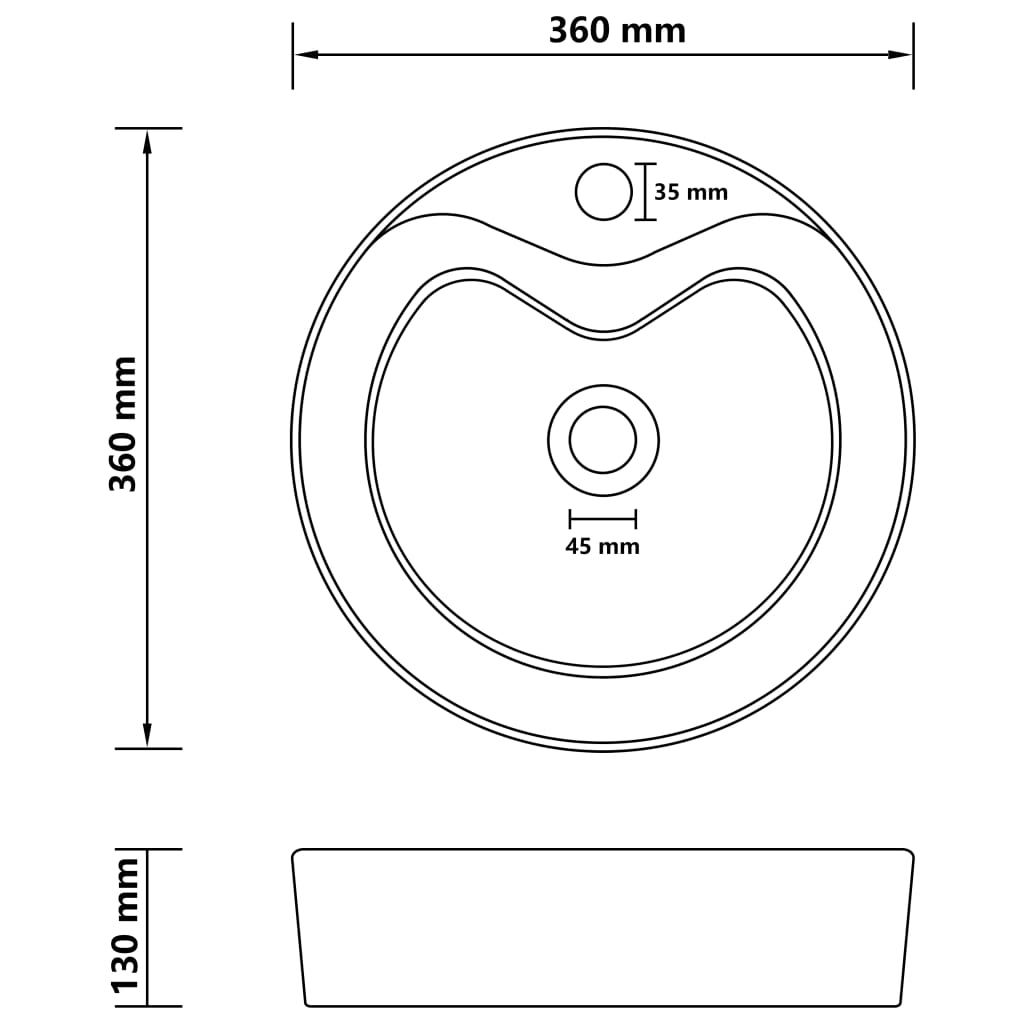 Wastafel met overloop 36x13 cm keramiek lichtblauw