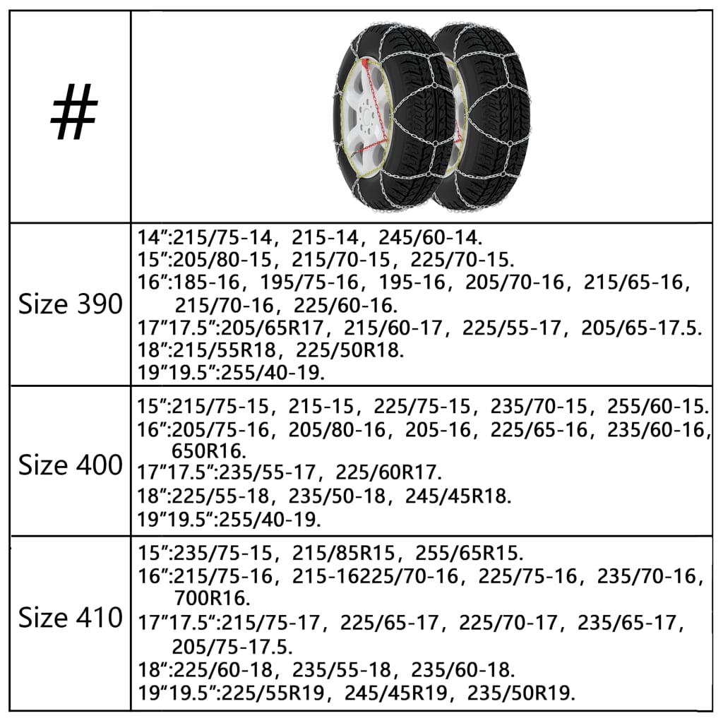 Sneeuwkettingen 2 st 9 mm KN120