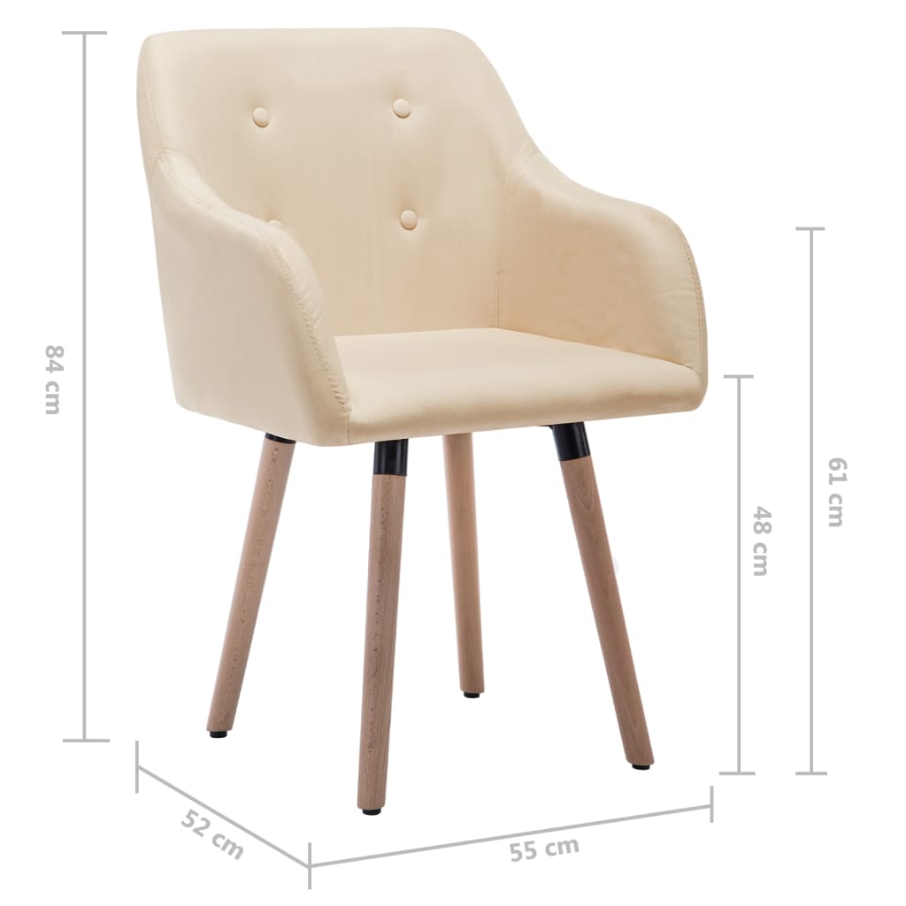 Eetkamerstoelen 2 st stof crèmekleurig