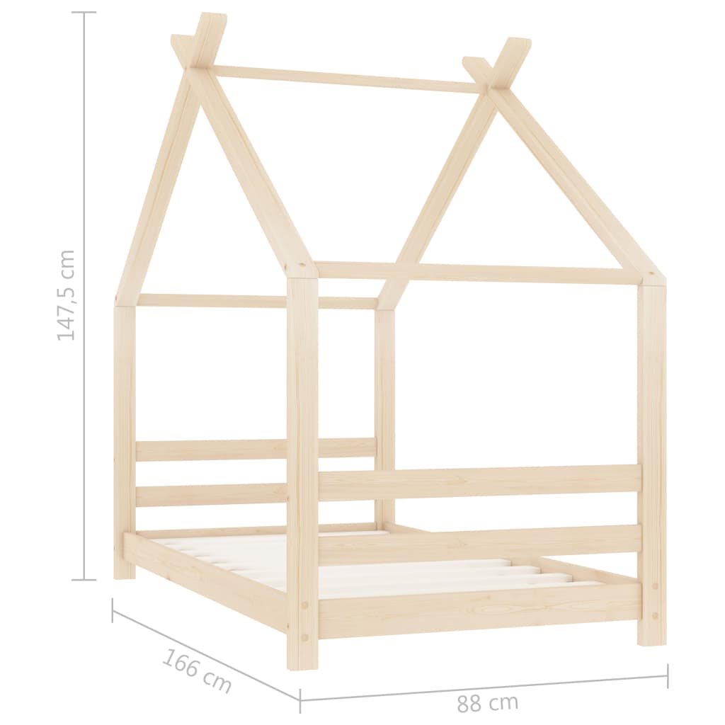 Kinderbedframe massief grenenhout 90x200 cm