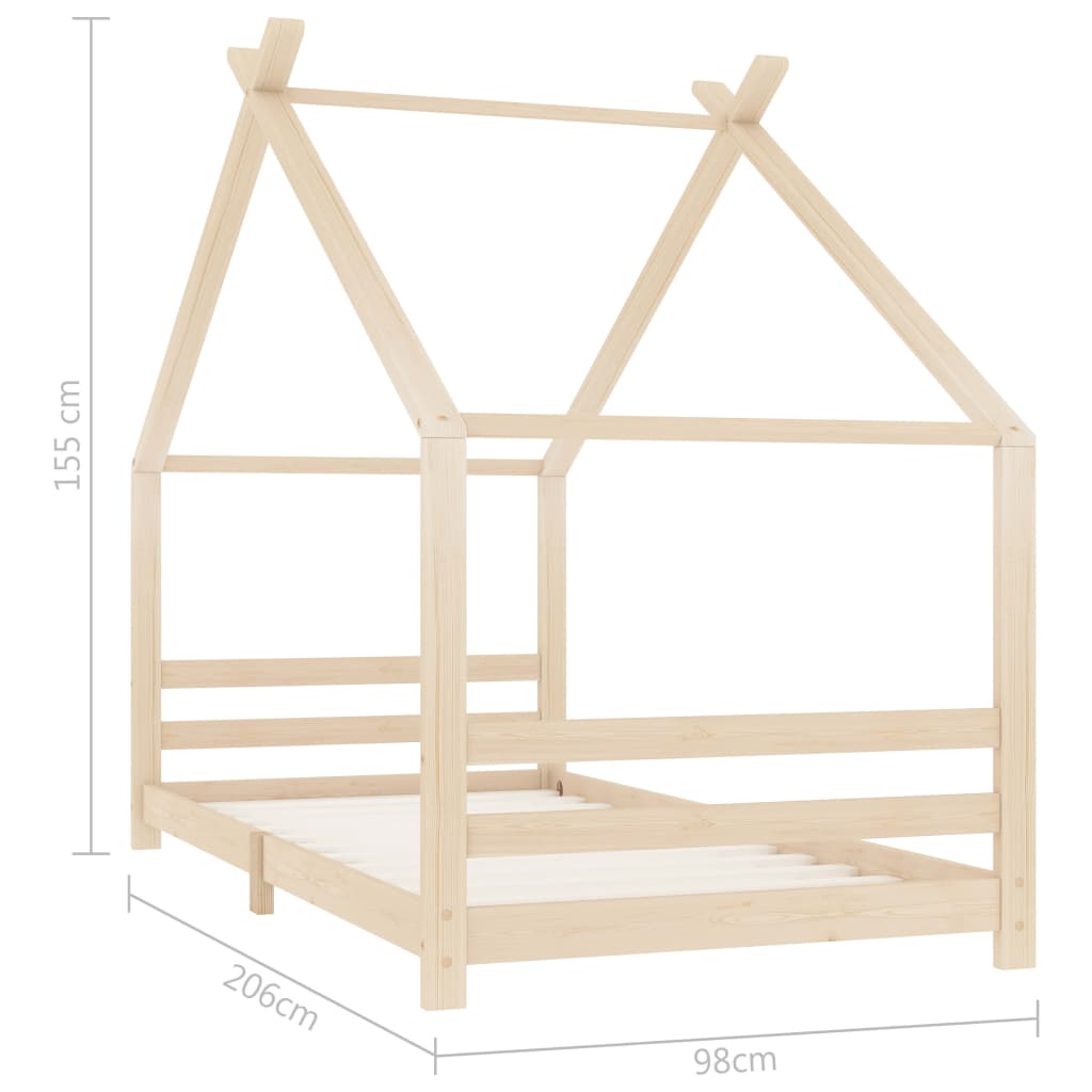 Kinderbedframe massief grenenhout 90x200 cm