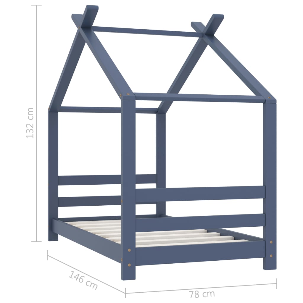 Kinderbedframe massief grenenhout 90x200 cm