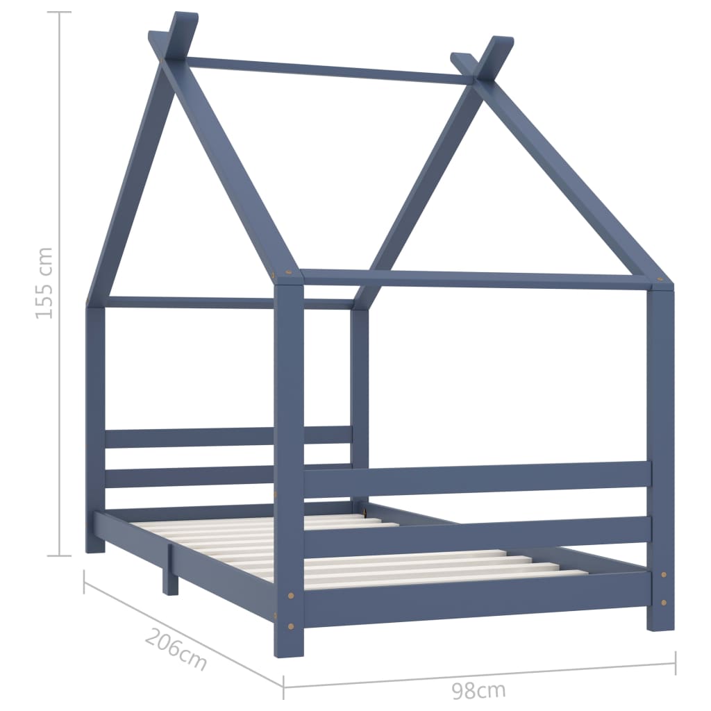 Kinderbedframe massief grenenhout 90x200 cm