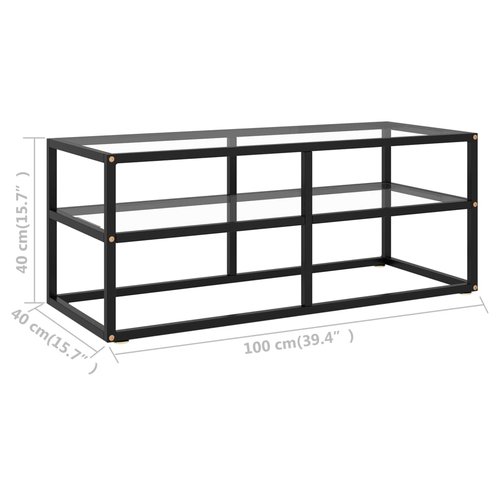 Tv-meubel met zwart glas 120x40x40 cm zwart