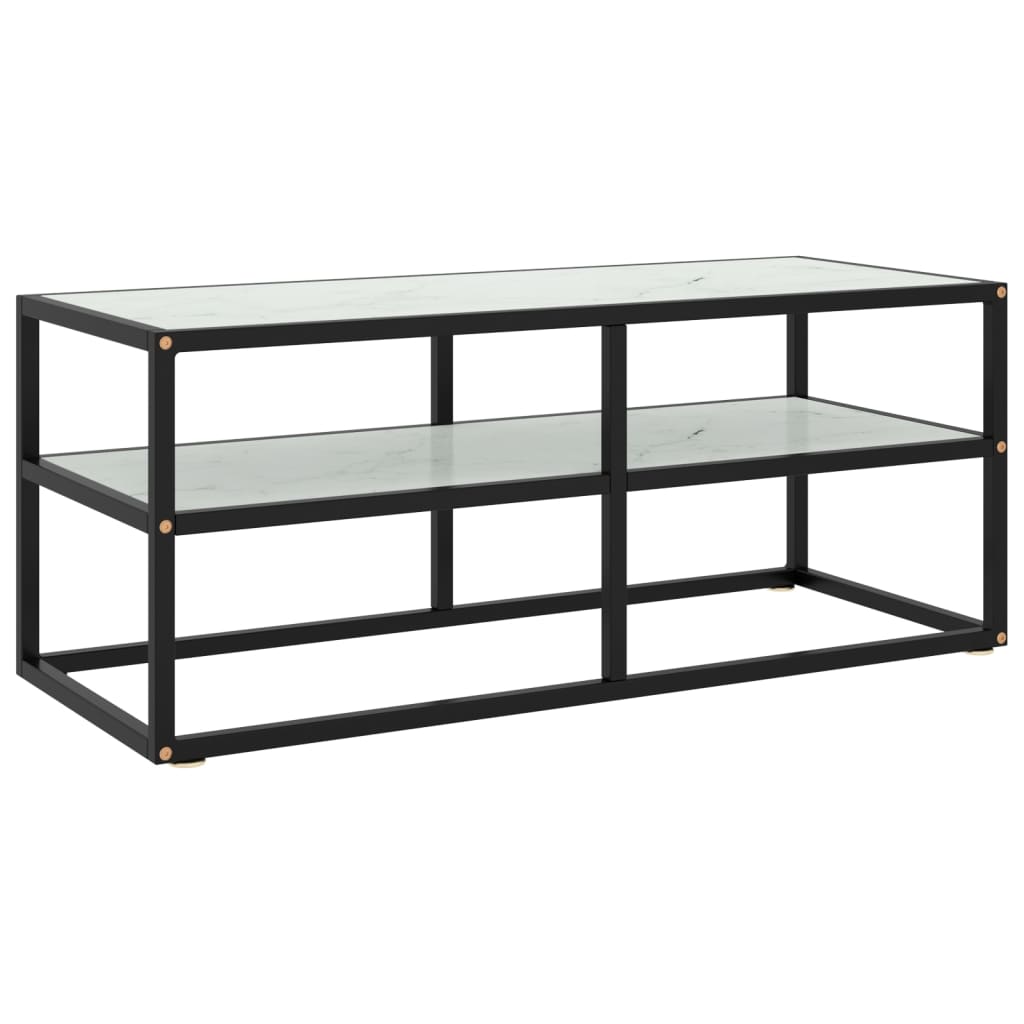 Tv-meubel met zwart glas 120x40x40 cm zwart