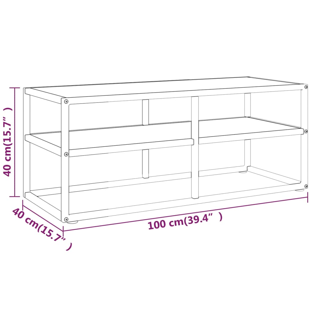 Tv-meubel met marmerglas 100x40x40 cm zwart