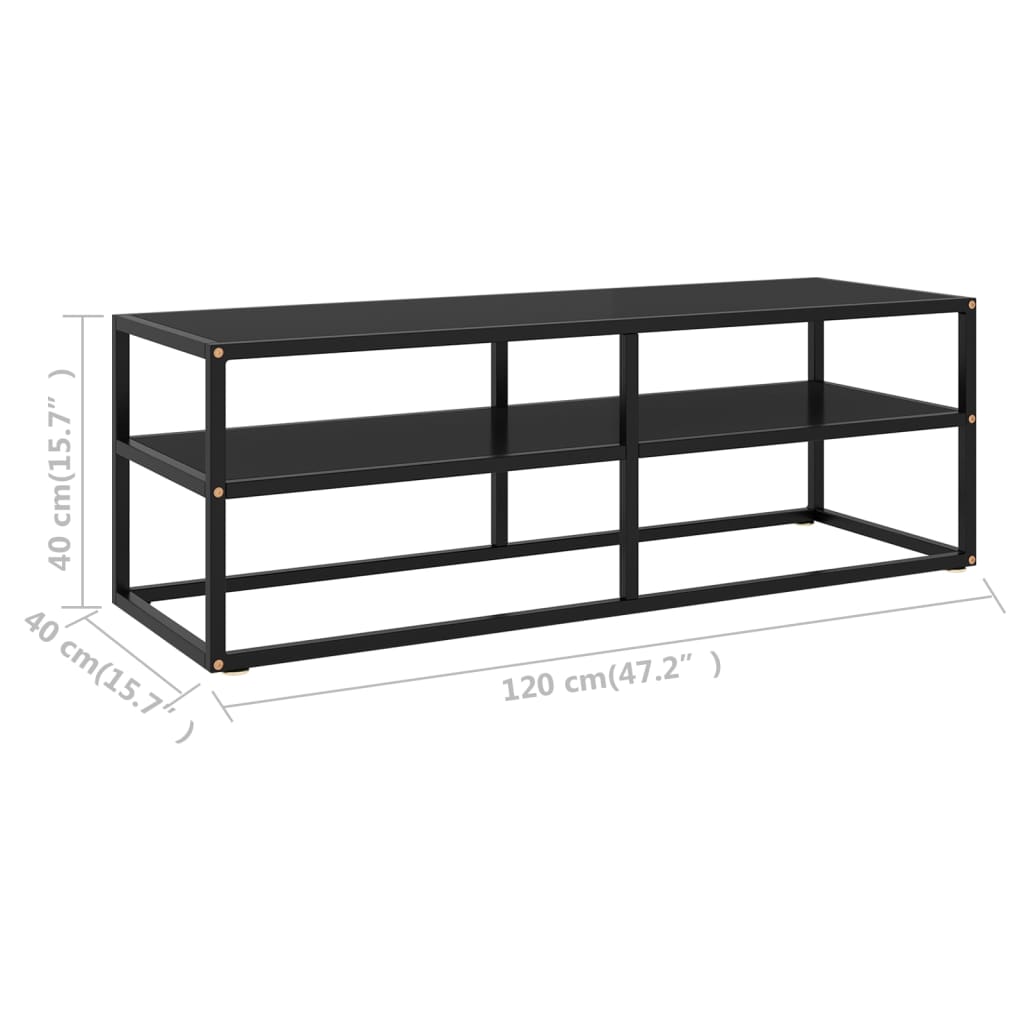 Tv-meubel met zwart glas 140x40x40 cm zwart