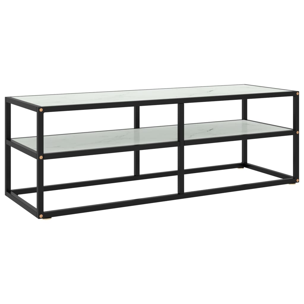 Tv-meubel met zwart glas 140x40x40 cm zwart