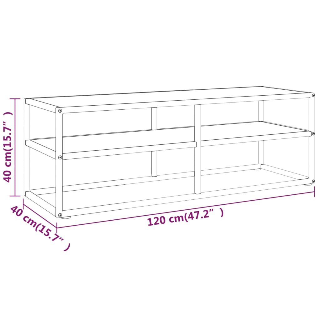 Tv-meubel met zwart glas 120x40x40 cm zwart