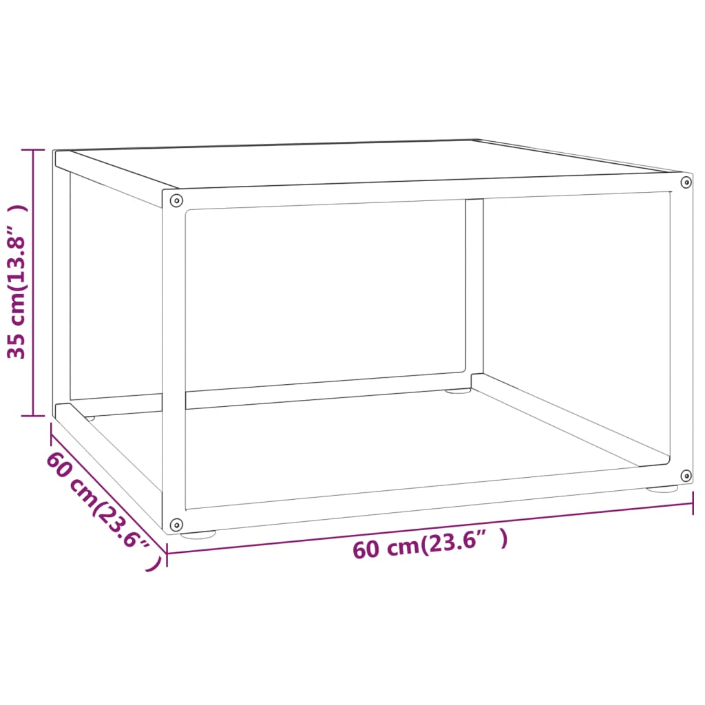 Salontafel met gehard glas 100x50x35 cm