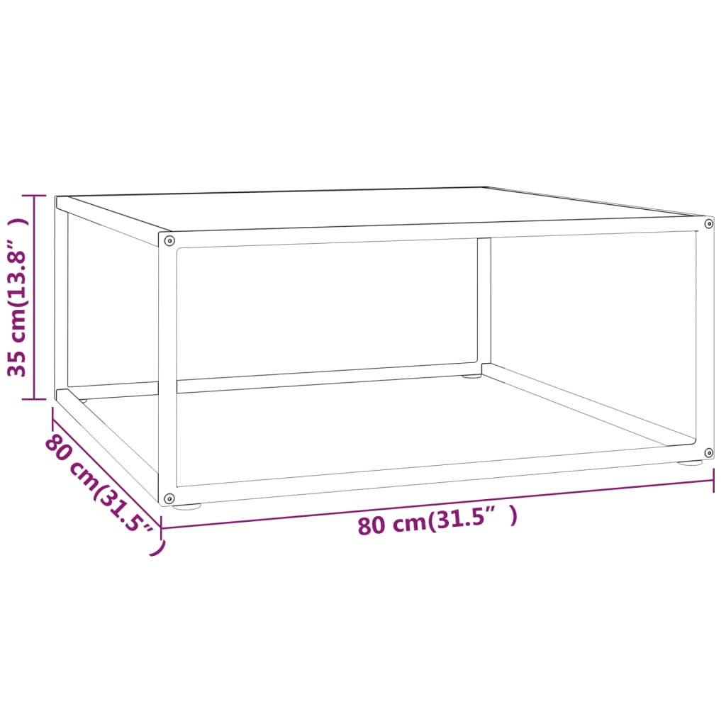 Salontafel met gehard glas 100x50x35 cm