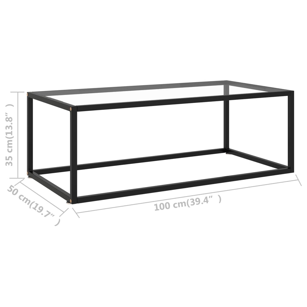 Salontafel met gehard glas 100x50x35 cm