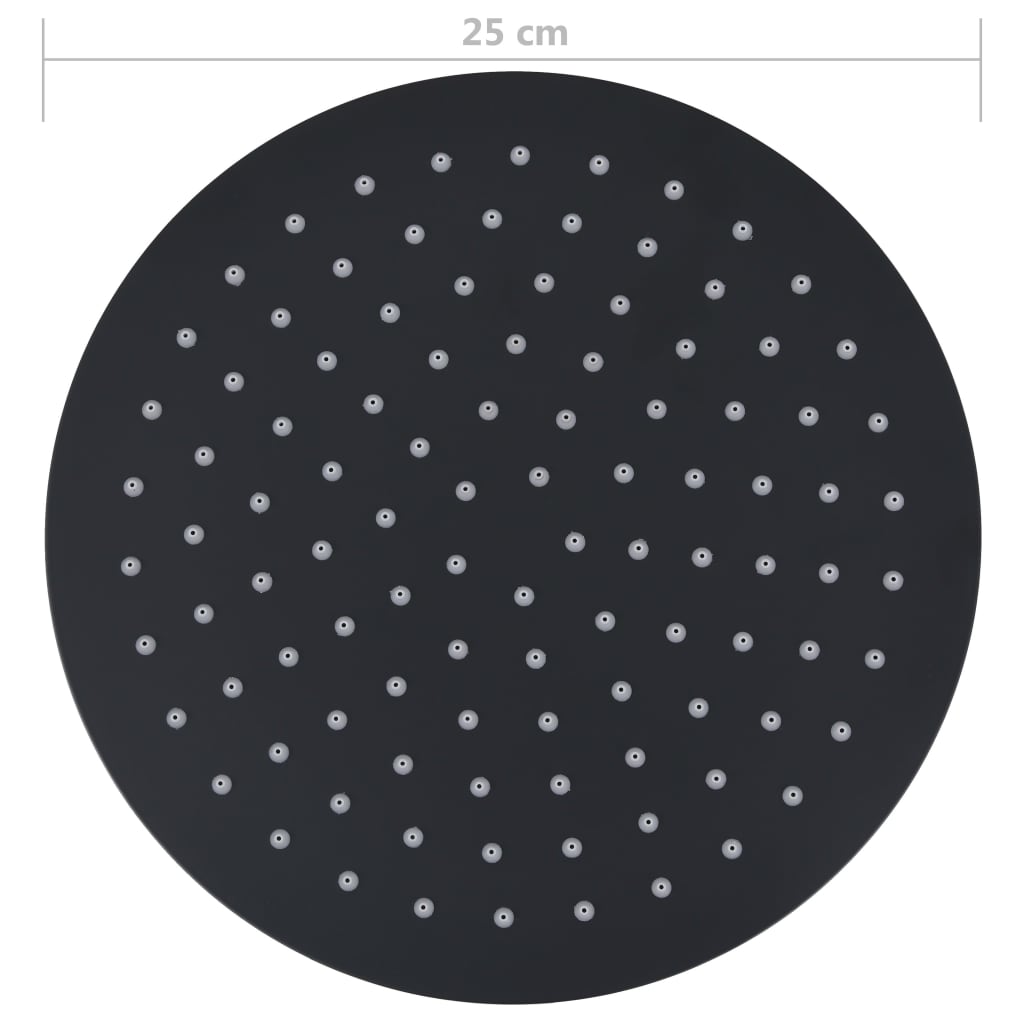 Regendouchekop rond 20 cm roestvrij staal zwart