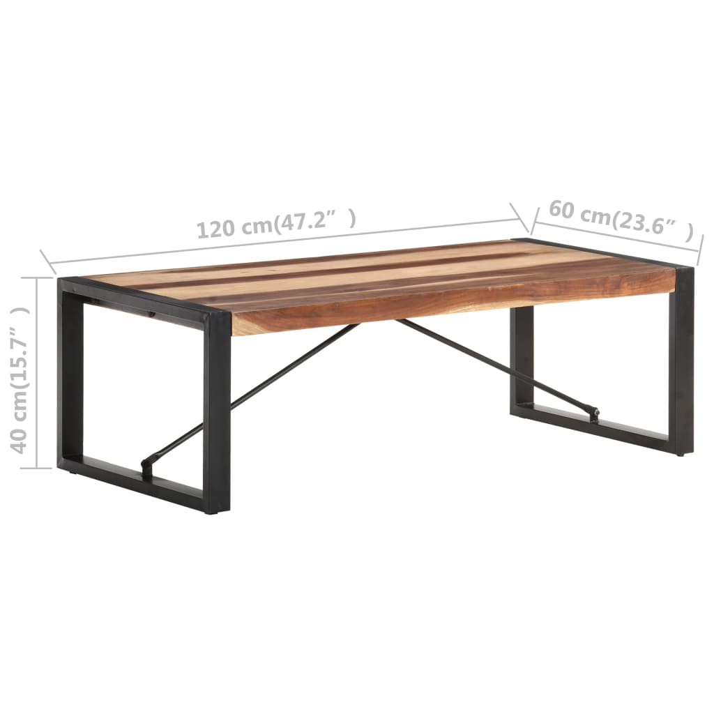 Salontafel 120x60x40 cm massief hout met sheesham afwerking