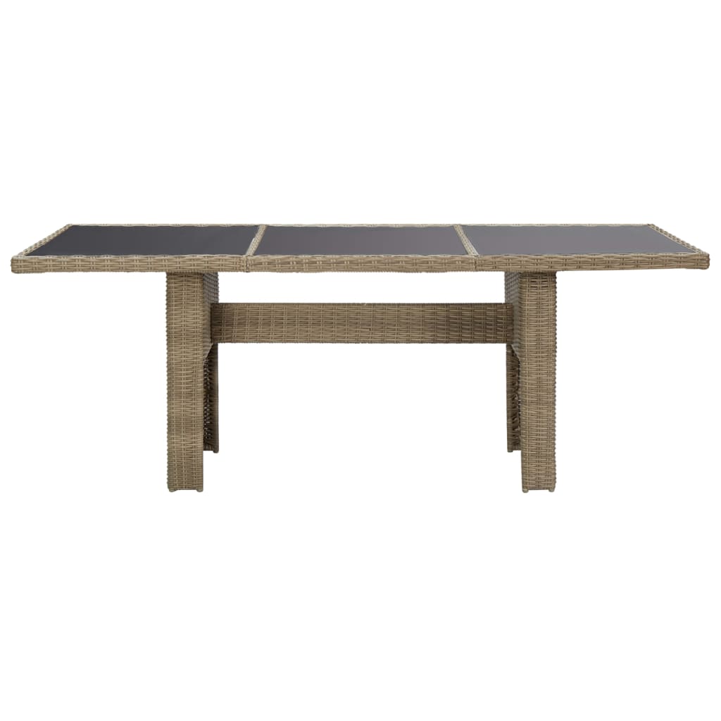 Tuintafel 200x100x74 cm glas poly rattan