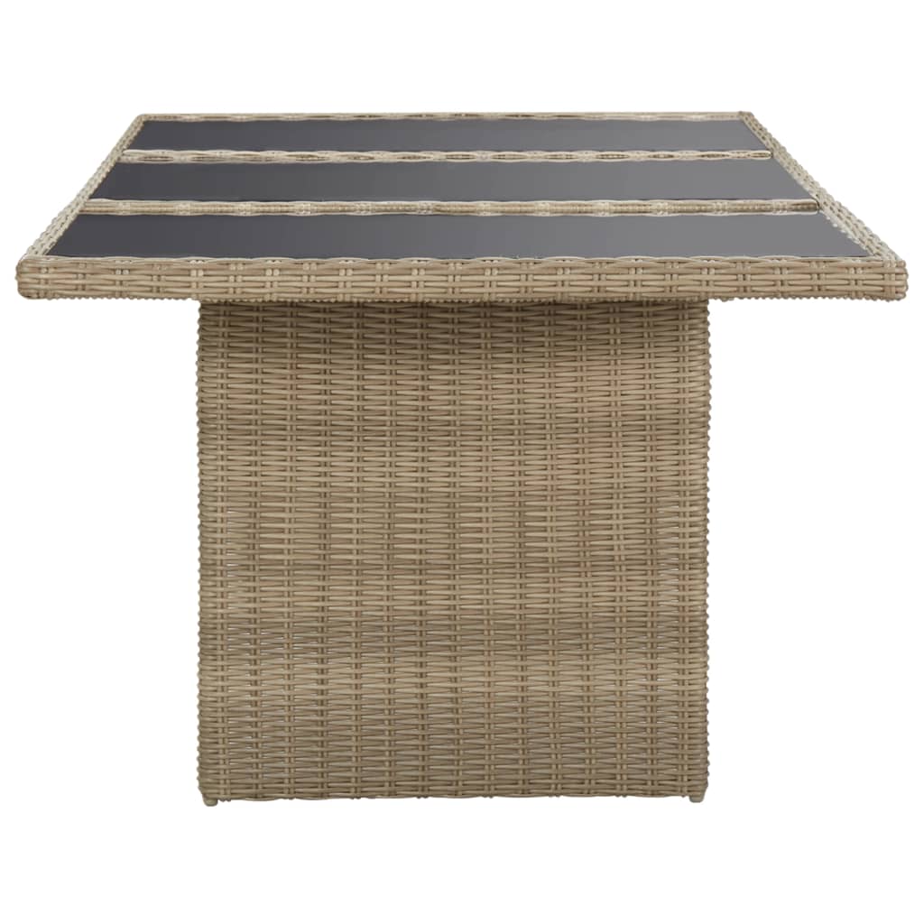 Tuintafel 200x100x74 cm glas poly rattan