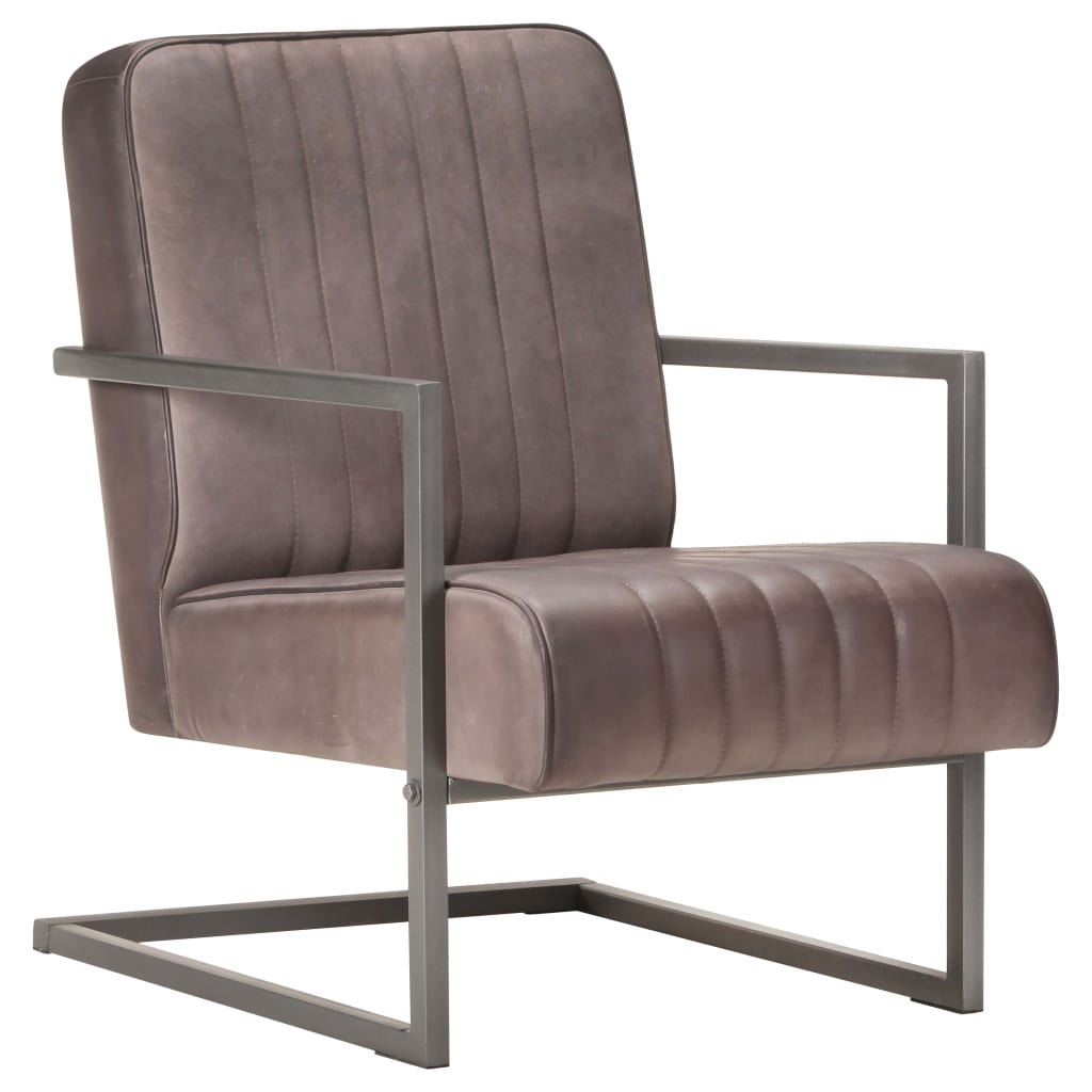 Fauteuil echt leer bruin